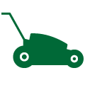 Green icon vector image of a lawn mower.