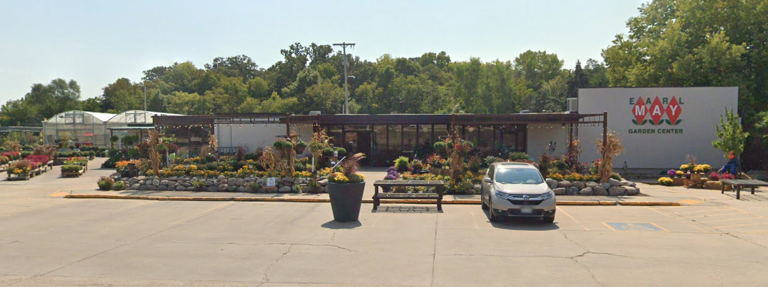 Front of the Omaha, Nebraska, Earl May Garden Center.