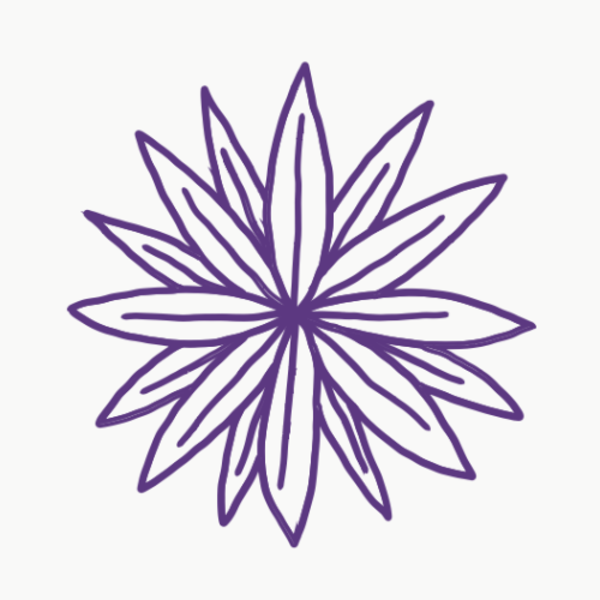 Purple flower symbol standing for medium height perennial plants.
