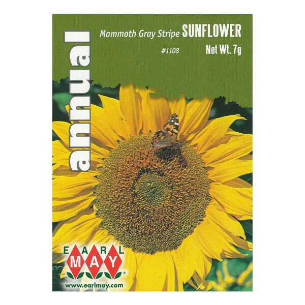 Packet of Earl May Mammoth Gray Stripe Sunflower seeds