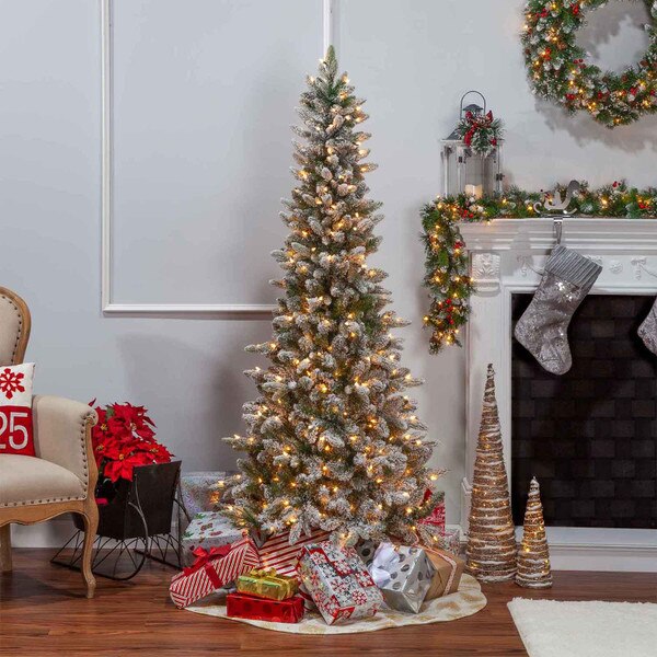 6.5ft Flocked Canyon Fir Christmas Tree Earl May