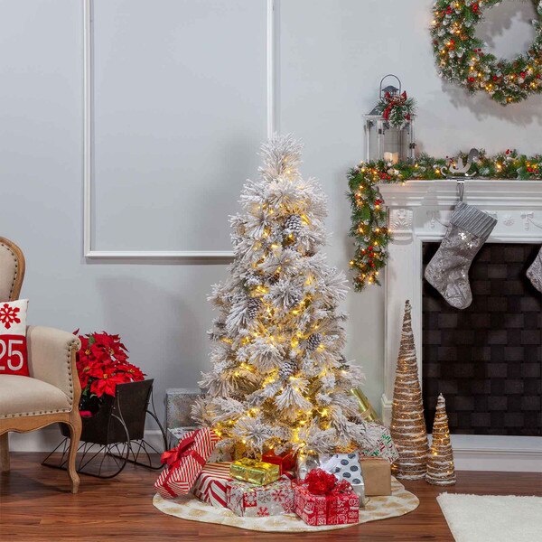 5ft Flocked Crystal Pine Christmas Tree Earl May