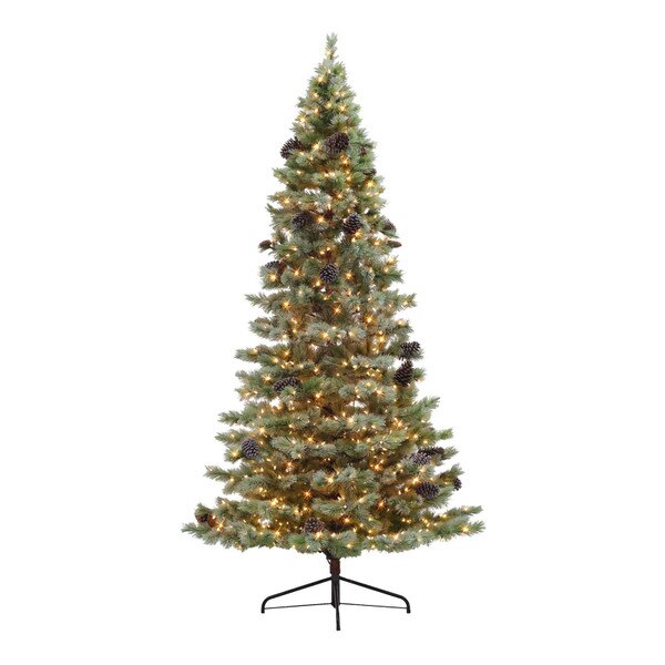 Christmas Tree 9FT Schenectady Flocked Slim Tree with LED Lights