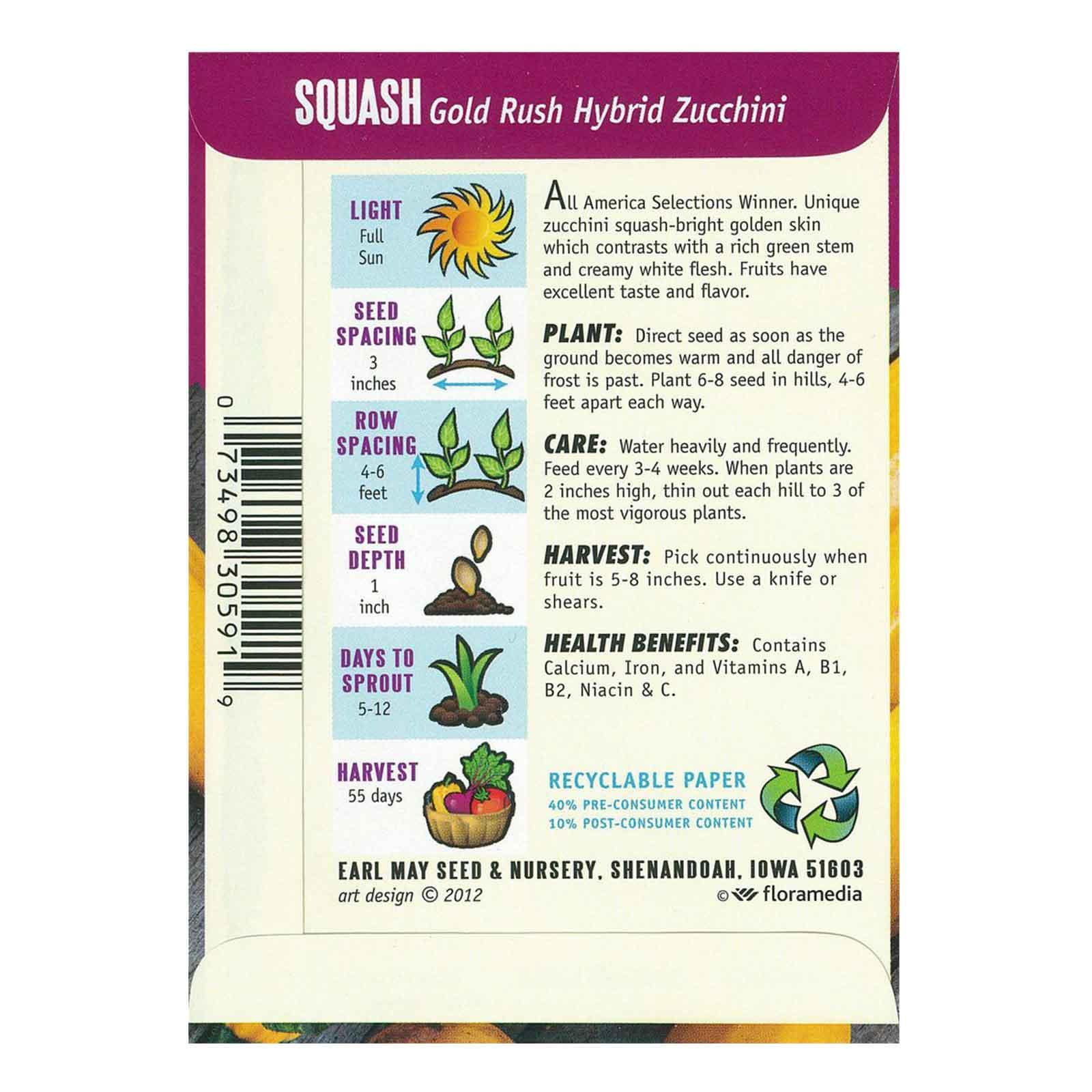 Squash - Gold Rush Hybrid Zucchini Seeds | Earl May
