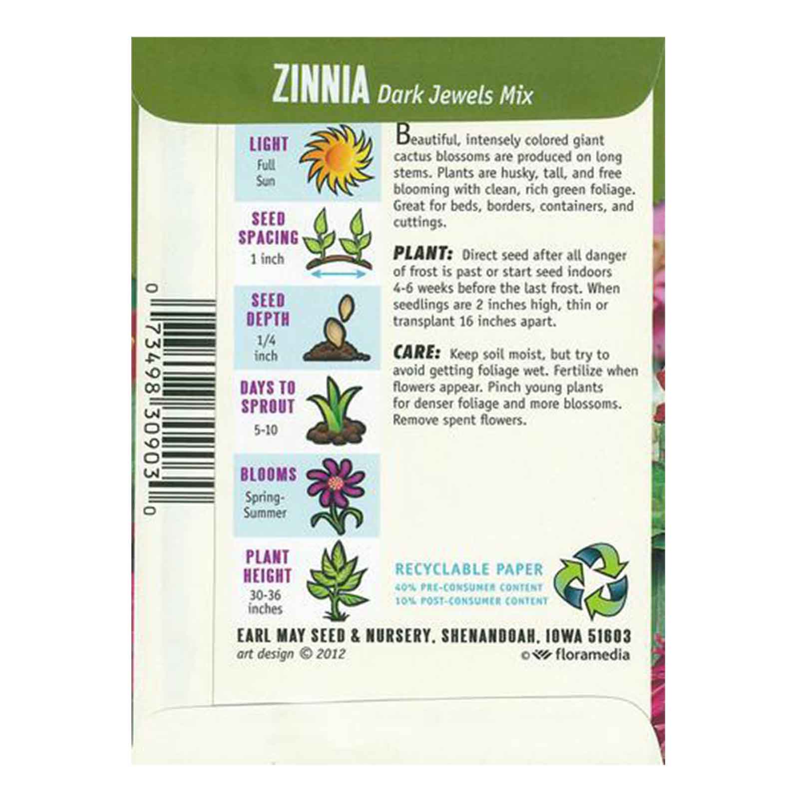 Zinnia - Dark Jewels Mix Seeds | Earl May