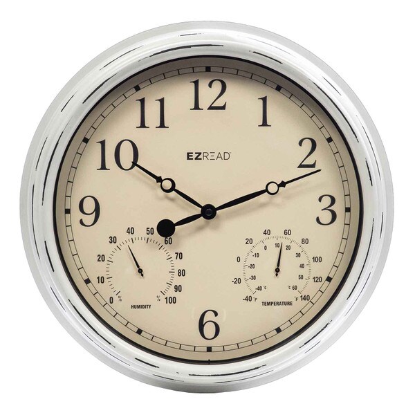 Indoor/Outdoor Wall Clock with Temperature and Humidity and