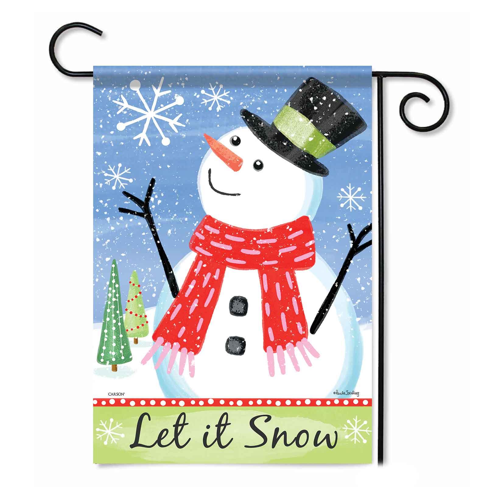 Morigins Let It Snow Gartenflagge – Doppelseitig, 31,8 X 45,7 Cm, Mit Schneemann & Schneeflocken, Wetterfest