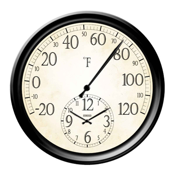 Black Thermometer w/Clock 14